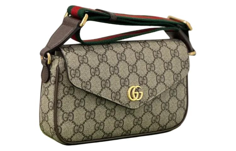 Женская миниатюрная сумка через плечо GUCCI Ophidia из канваса с кожаной отделкой — фото 3
