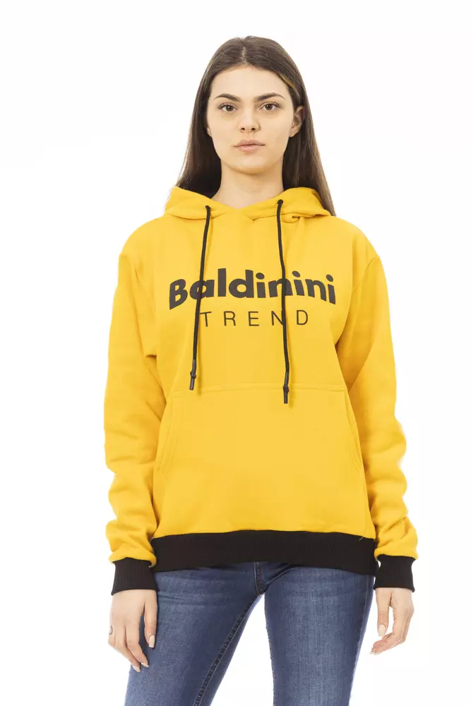 

Желтая хлопковая женская толстовка с капюшоном Baldinini Trend