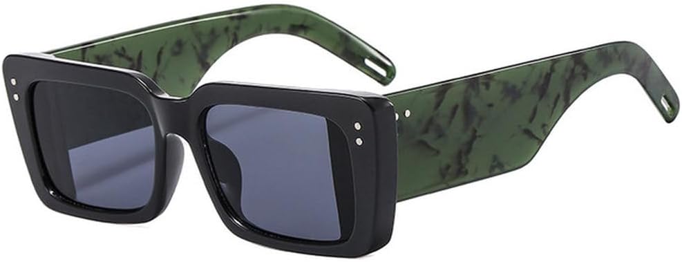 

Популярные модные двухцветные женские солнцезащитные очки в стиле ретро с заклепками и широкими дужками, мужские солнцезащитные очки с защитой от УФ-излучения UV400 TVTBBVV, Black Green