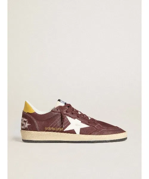 Мужские кроссовки из нубука Ball Star GOLDEN GOOSE бордовые