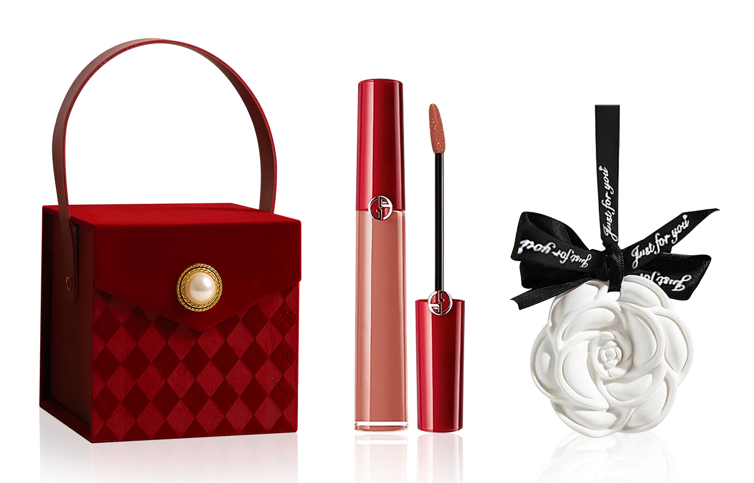 Подарочный набор Giorgio Armani: жидкая губная помада Lip Maestro 214 + аксессуары