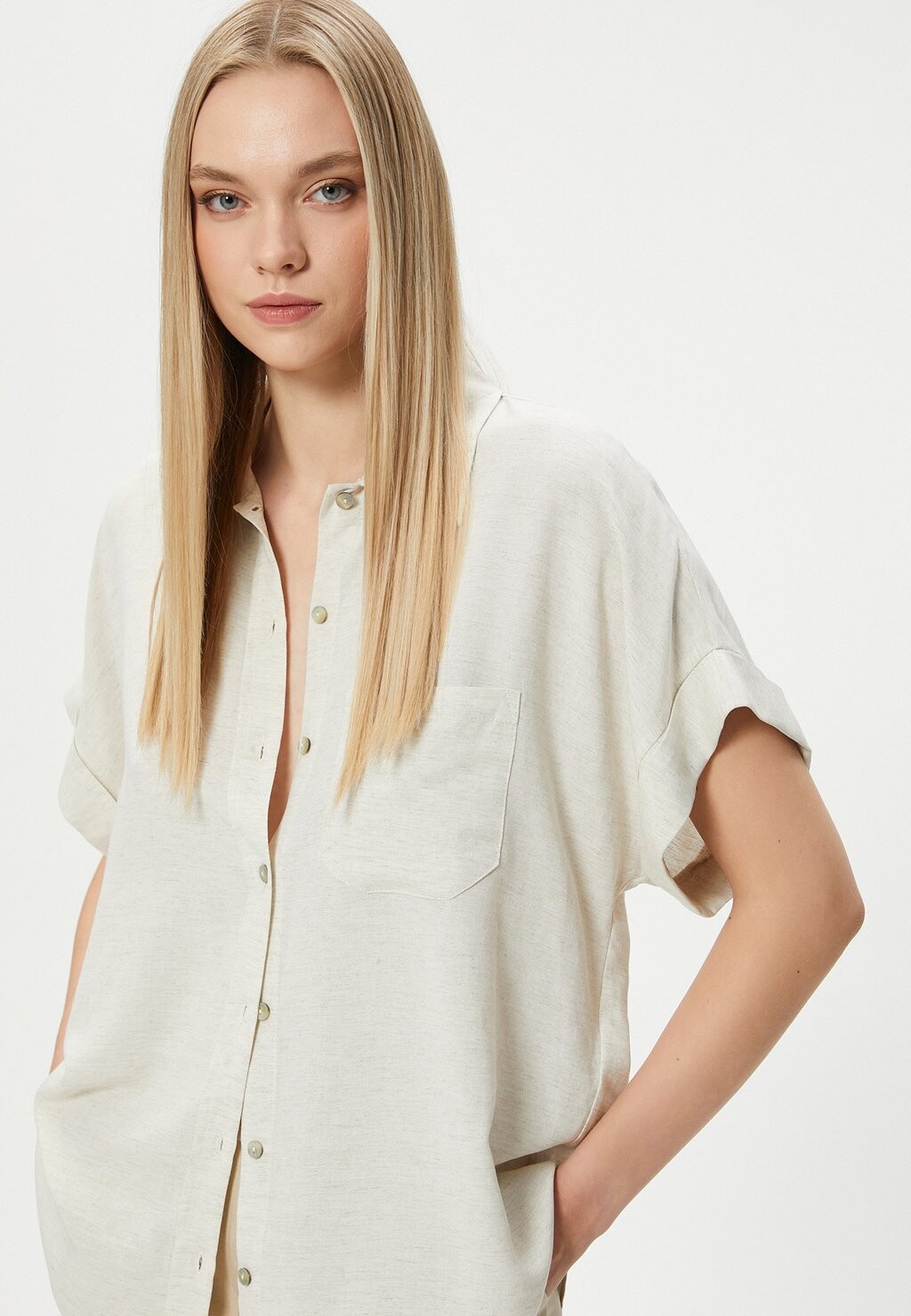

Блузка на пуговицах CLASSIC NECK SHORT SLEEVE BUTTONED MIX Koton, бежевый