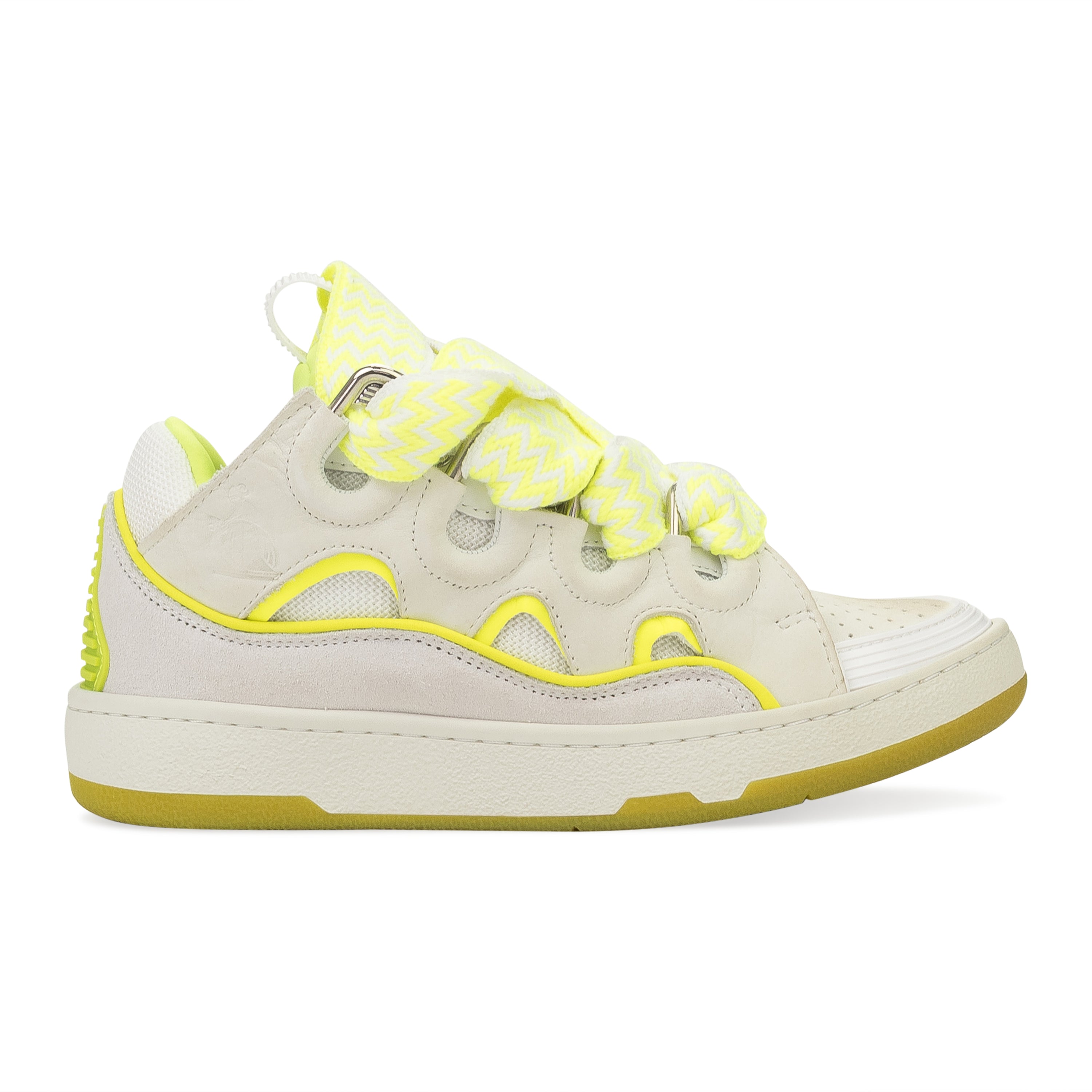 БЕЛЫЕ/ФЛУОРЕСЦЕНТНО-ЖЕЛТЫЕ КРОССОВКИ BASKETS CURB Lanvin