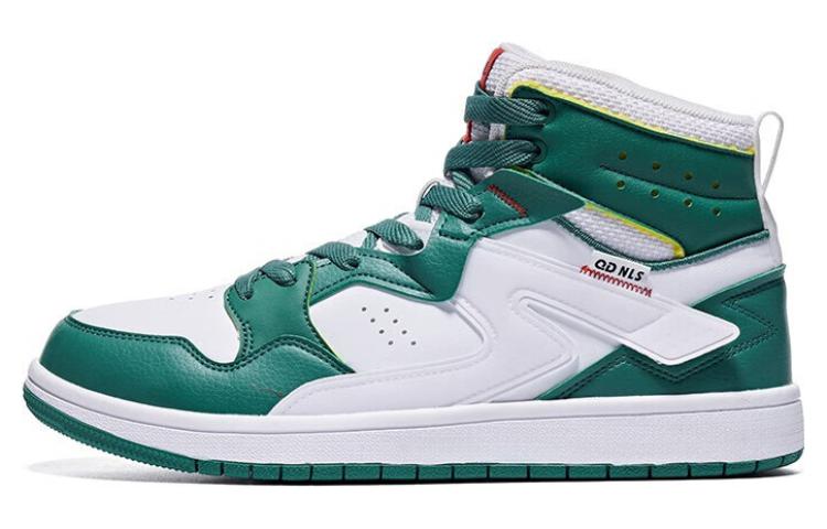 

Износостойкие противоскользящие высокие скейтерские кроссовки мужские зеленые белые QIAODAN