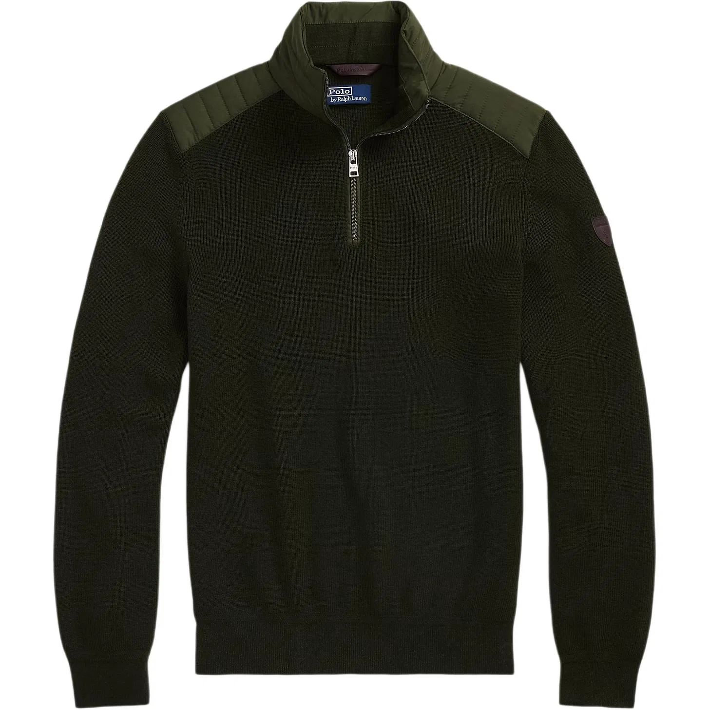 Свитер полузастегнутый на молнию с quilted-panel Polo Ralph Lauren, Olive Green Mixed Color