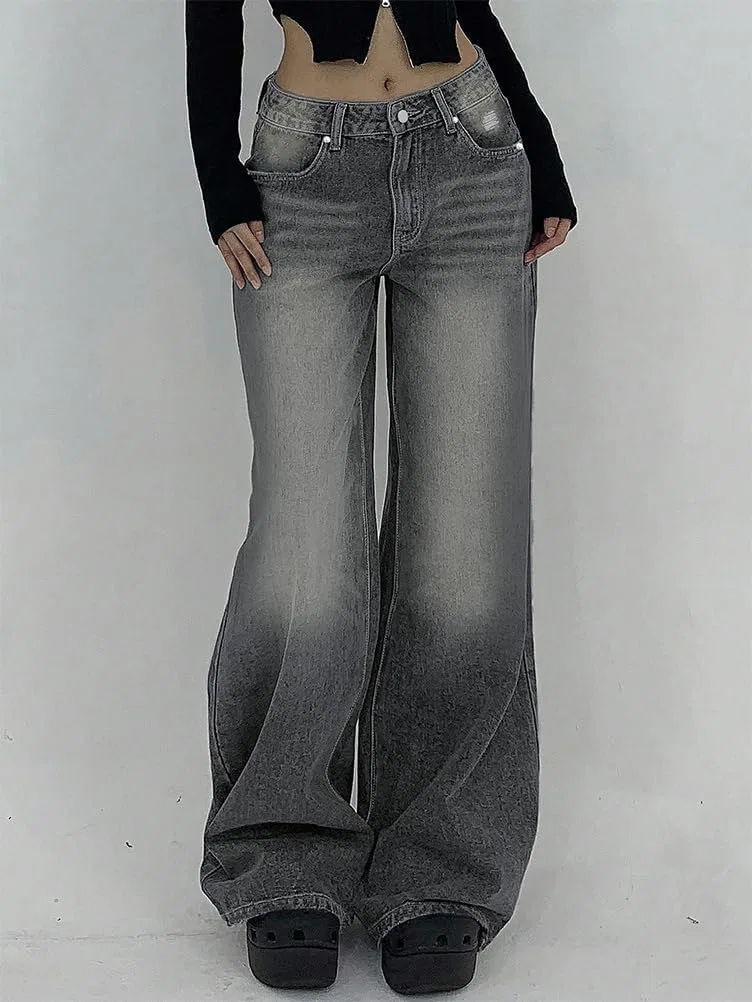 Джинсы клеш, High Waist Bootcut Jeans, серый — фото 2