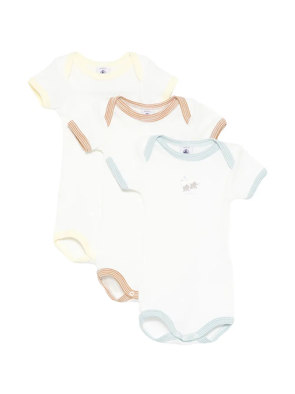 Боди с короткими рукавами (комплект из трех штук) Petit Bateau, белый