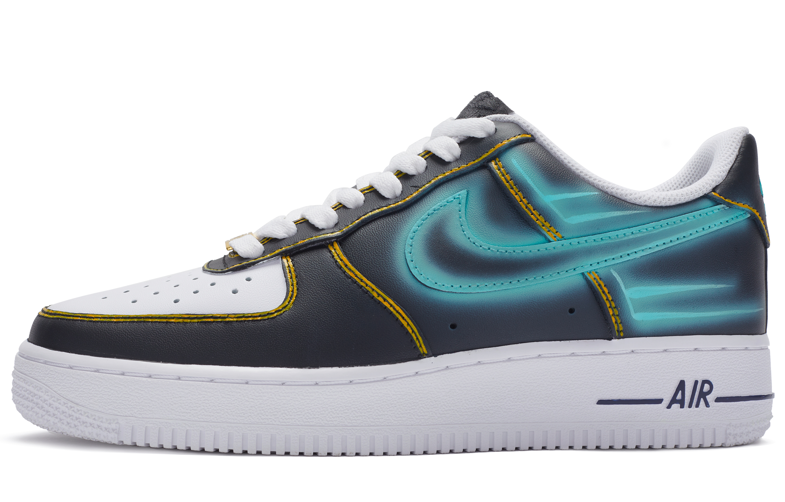 

Кроссовки Nike Air Force 1 Skateboard Shoes Men Low-Top Black White Blue Yellow