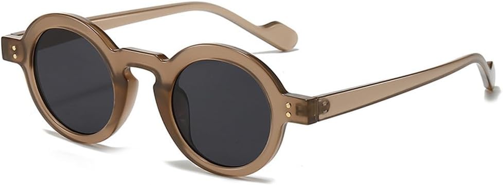 

Ретро маленькие круглые солнцезащитные очки для женщин, модные, с прозрачными линзами цвета океана, защита от УФ-излучения UV400, мужские солнцезащитные очки с заклепками, трендовые панк-солнцезащитные очки WNCKSQ, Tea Grey