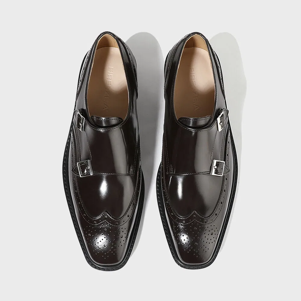Мужские коричневые двойные монки с деталями Wingtip от Firenze.A
