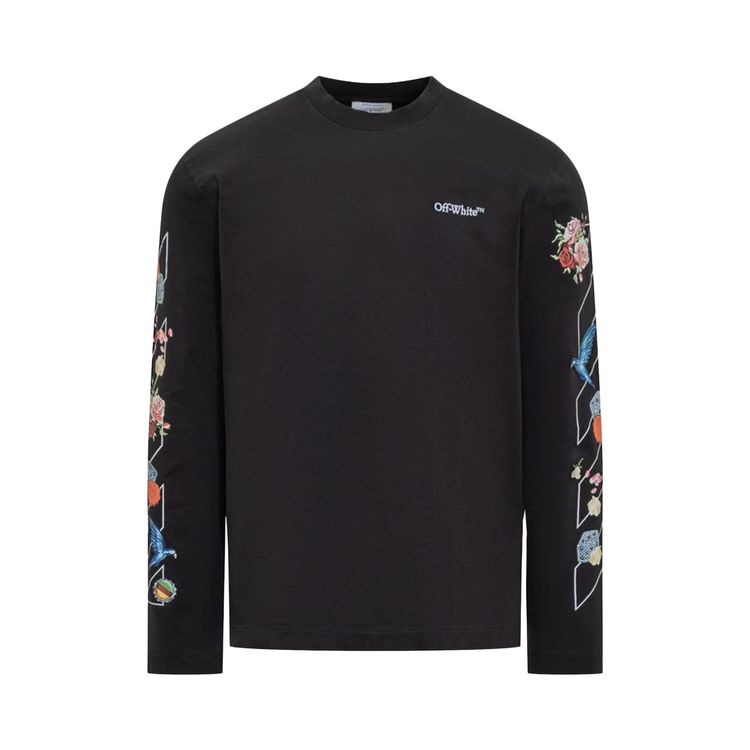 

Футболка Off-White Fresco Diag Skate Long-Sleeve Tee 'Black/White', черный