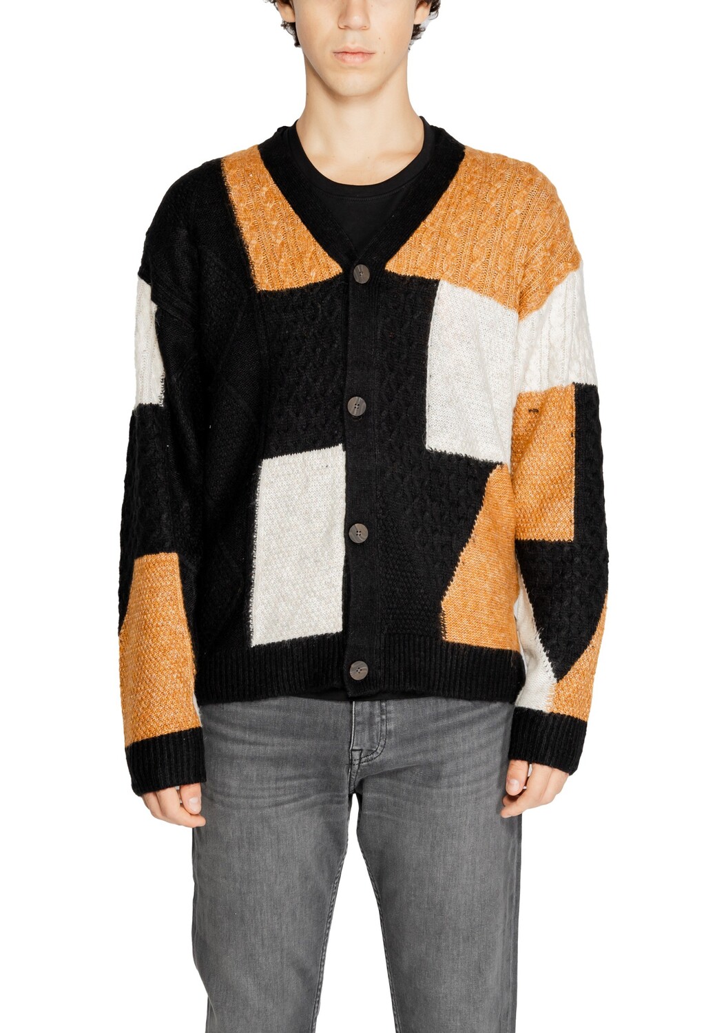 

Кардиган Jack & Jones с геометрическим рисунком, черный/коричневый