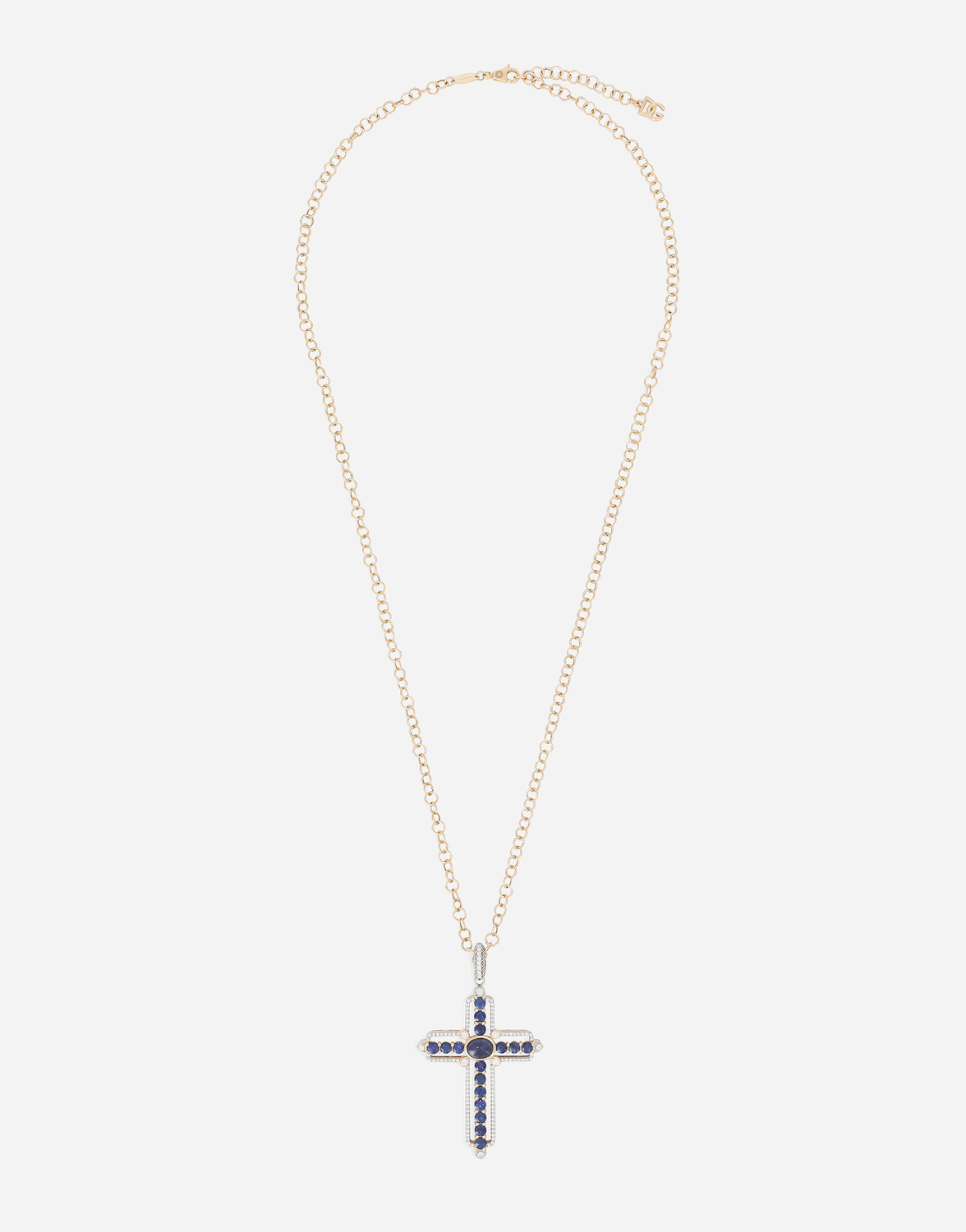 

DOLCE & GABBANA Кулон-крест из 18-каратного желтого и белого золота, с синими сапфирами и бриллиантами
