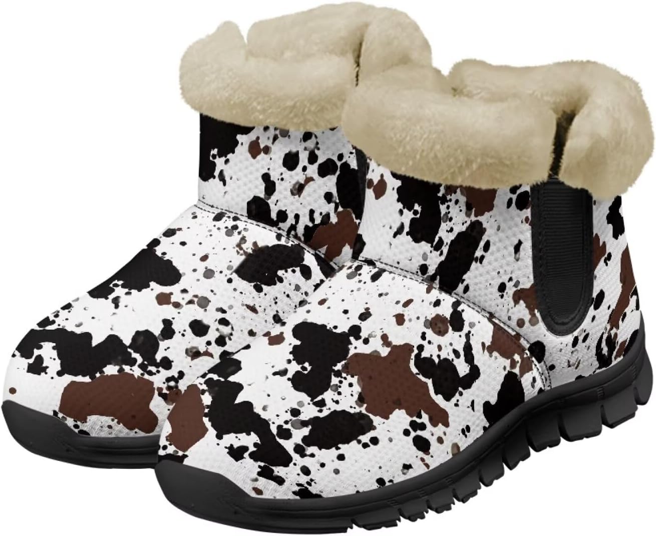 

Зимние ботинки для женщин и мужчин с меховой подкладкой, противоскользящие, удобные, теплые, зимние ботинки Noprintge, Cowhide