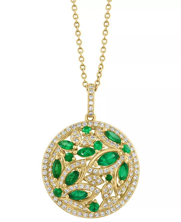 

Ожерелье с подвеской Effy Emerald (1 карат) и бриллиантом (1/20 карата) длиной 18 дюймов из 14-каратного желтого золота Effy Collection, emerald