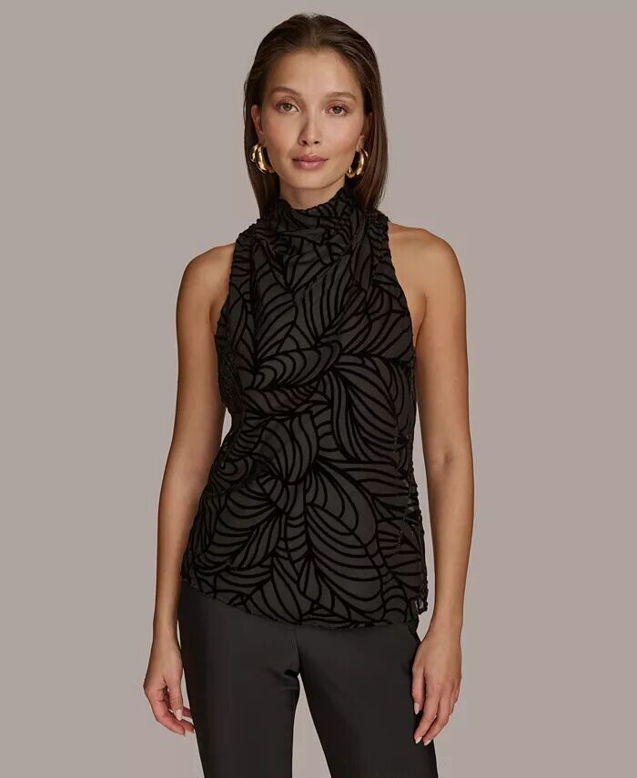 

Женский бархатный топ без рукавов Burnout Donna Karan New York, черный