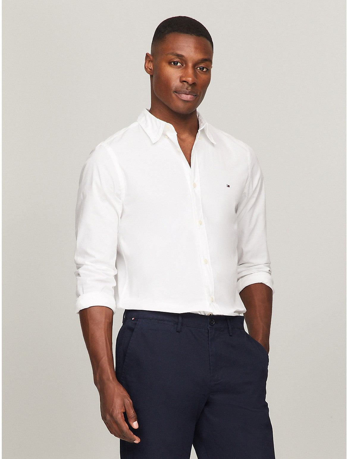 

Мужская рубашка Tommy Hilfiger THFlex Slim Fit Poplin, цвет optic white