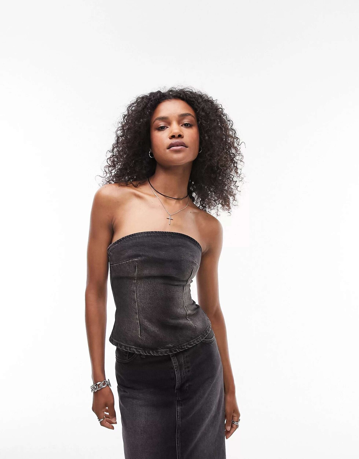 

Джинсовый корсет Topshop co ord черного цвета