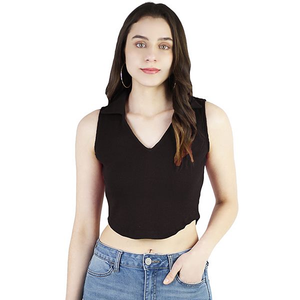 

Женский летний топ без рукавов с V-образным вырезом и воротником Artyska, Black