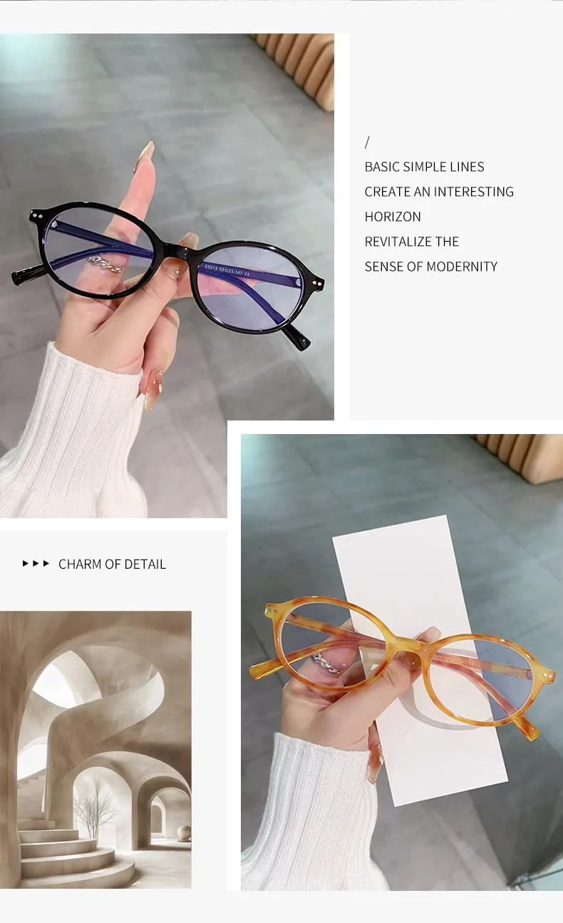 

Овальные пластиковые очки с защитой от синего света — модные очки для поездок на работу | модель с зажимом, подходящая для людей с близорукостью DHJKLUJO, 7