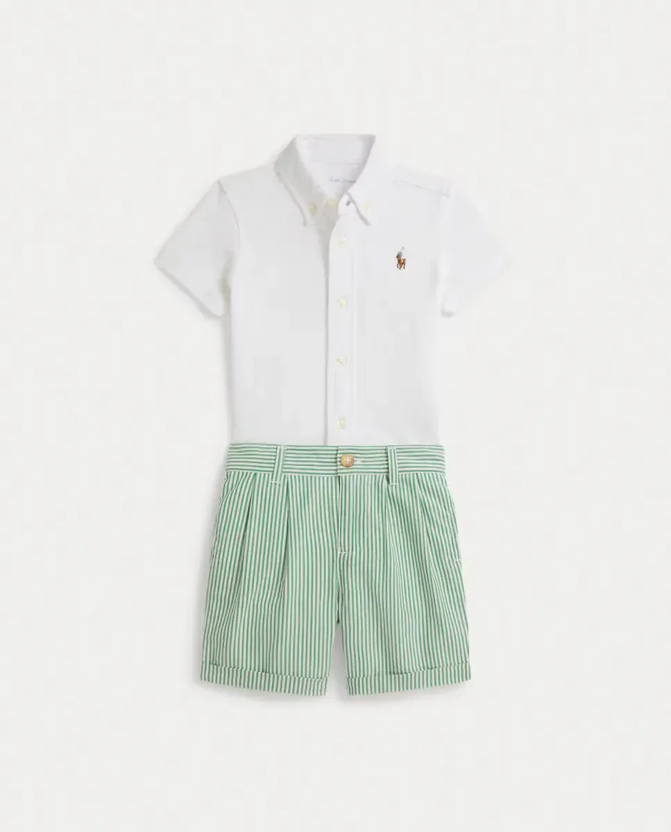 Набор для мальчика: хлопковая рубашка и шорты Polo Ralph Lauren, мультиколор