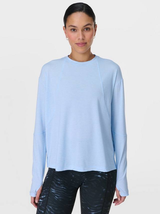 

Студийный топ с длинным рукавом soft flow Sweaty Betty, цвет Breeze Blue
