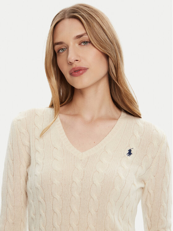 Свитер slim fit 211971866001 Polo Ralph Lauren, экрю — фото 4