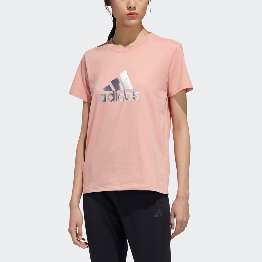Футболка (WMNS) adidas Fi Foil Tee Printing Round Neck Sports Short Sleeve Pink T-Shirt GP0700 — фото 2