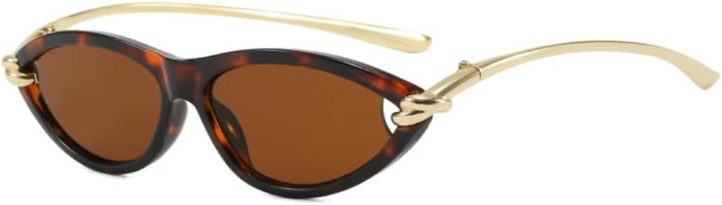 

Популярные модные солнцезащитные очки «кошачий глаз» конфетных цветов для женщин, овальные, с полой оправой, защита от УФ-излучения UV400 для мужчин UATXTAU, Leopard Tea