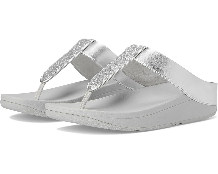 Сандалии FitFlop Fino Glitterdust Metallic Toe-Post Sandals, серебряный
