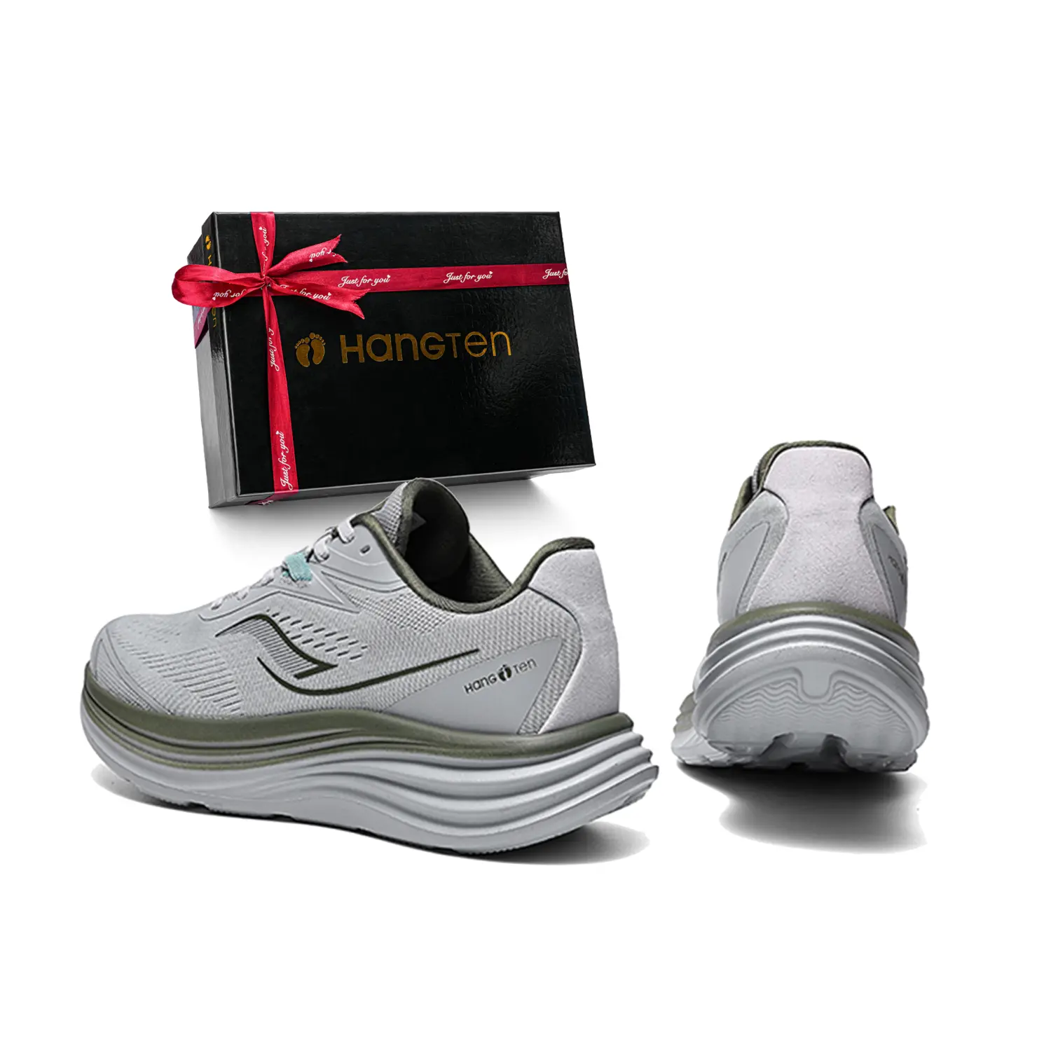 

HANG TEN Амортизирующие нескользящие износостойкие дышащие легкие мужские кроссовки с низким профилем для бега с эффектом отскока в бирюзовом цвете, цвет Turquoise