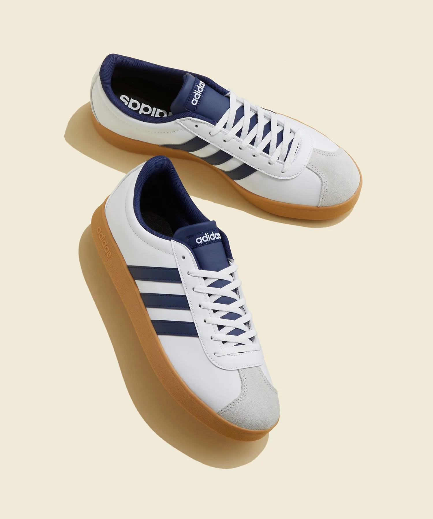 Кроссовки из синтетической кожи VL COURT BASE adidas белые с синим