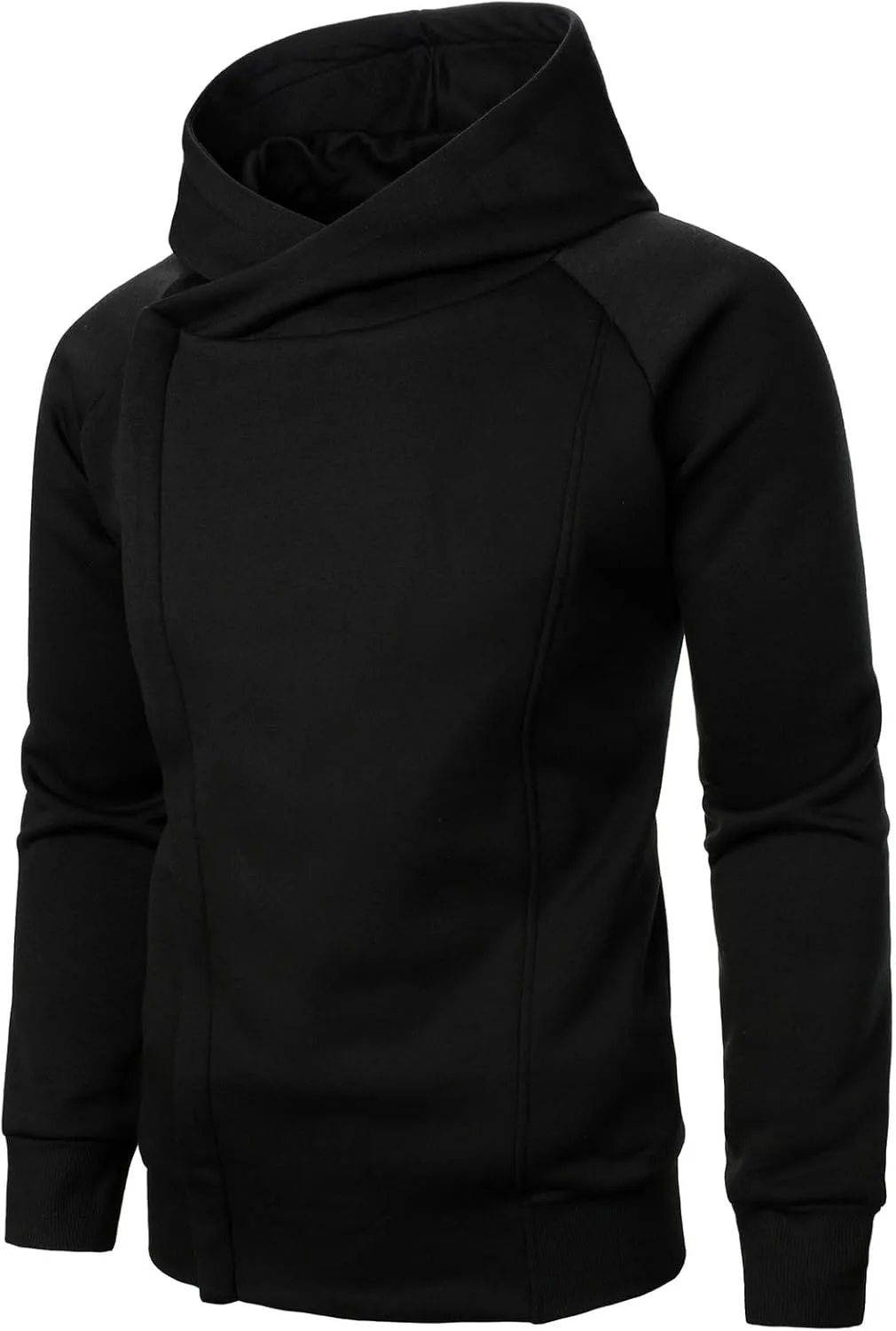 

Wankang мужская худи с косой молнией, модная однотонная толстовка с капюшоном, повседневная худи с длинными рукавами, облегающий фасон