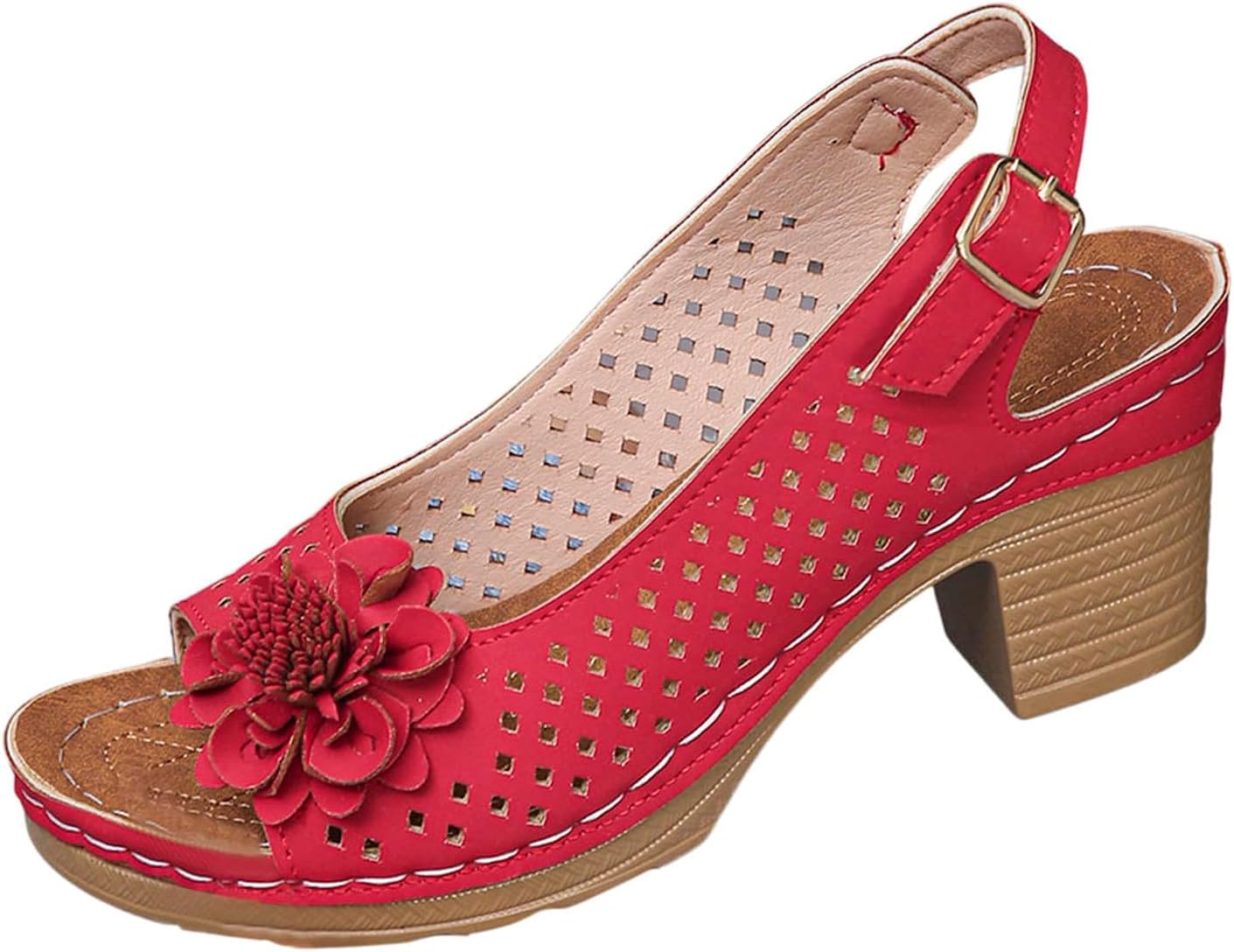 

Женские сандалии на клине ZWRXW Sandaly с полостью на носок Peep Toe Plumlow Slingback Slingback Сандалии с клином Bohemian Chic Flowers Нарядные летние сандалии с открытым носком и ремешками, красный