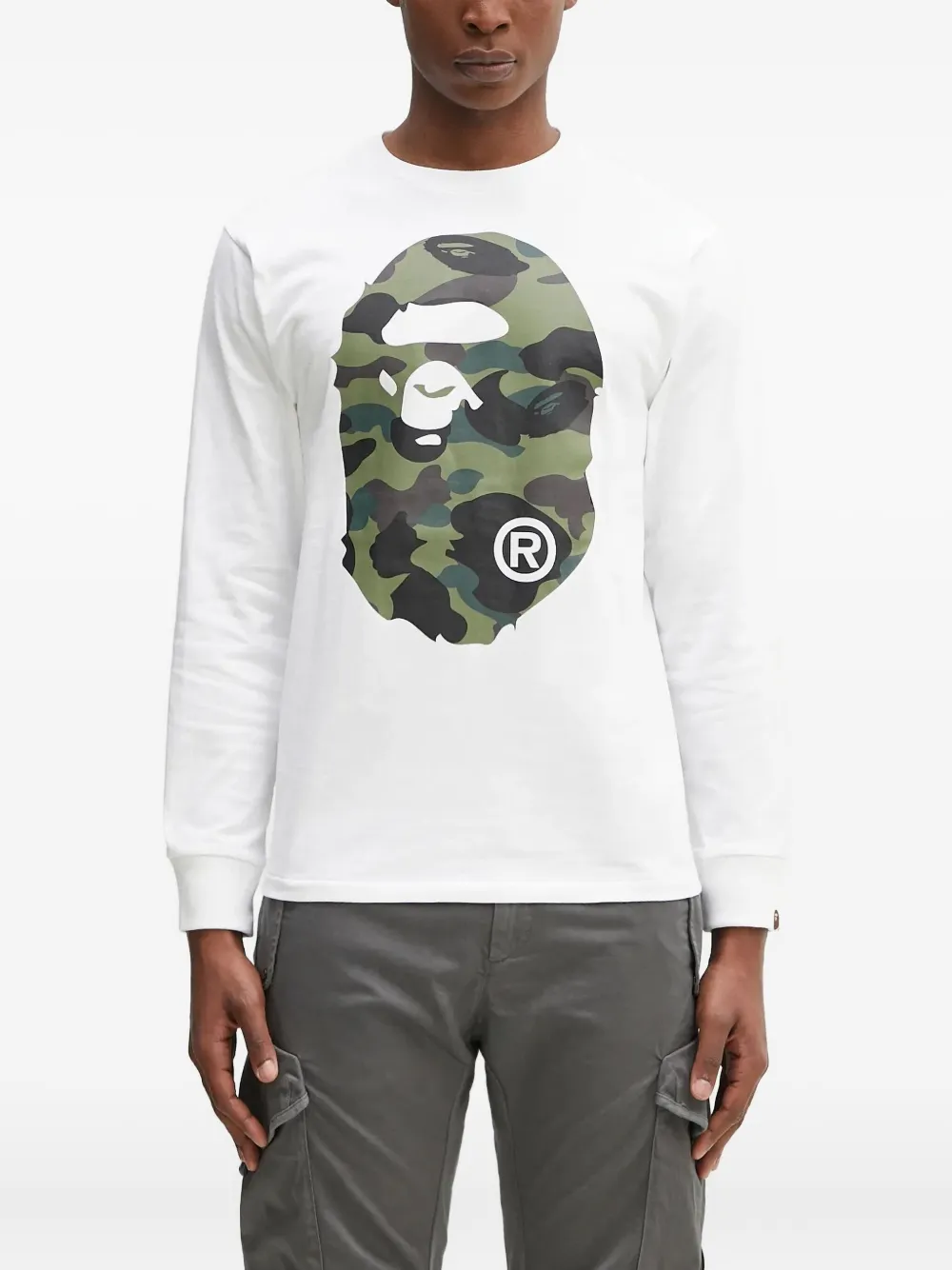 

Футболка 1st Camo Big Ape Head с длинными рукавами A BATHING APE, белый