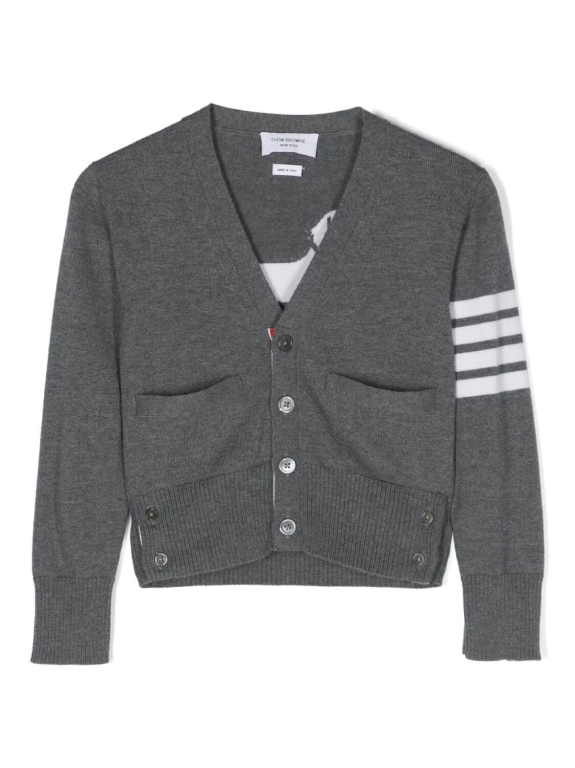 

Thom Browne кардиган вязки интарсия с V-образным вырезом, серый