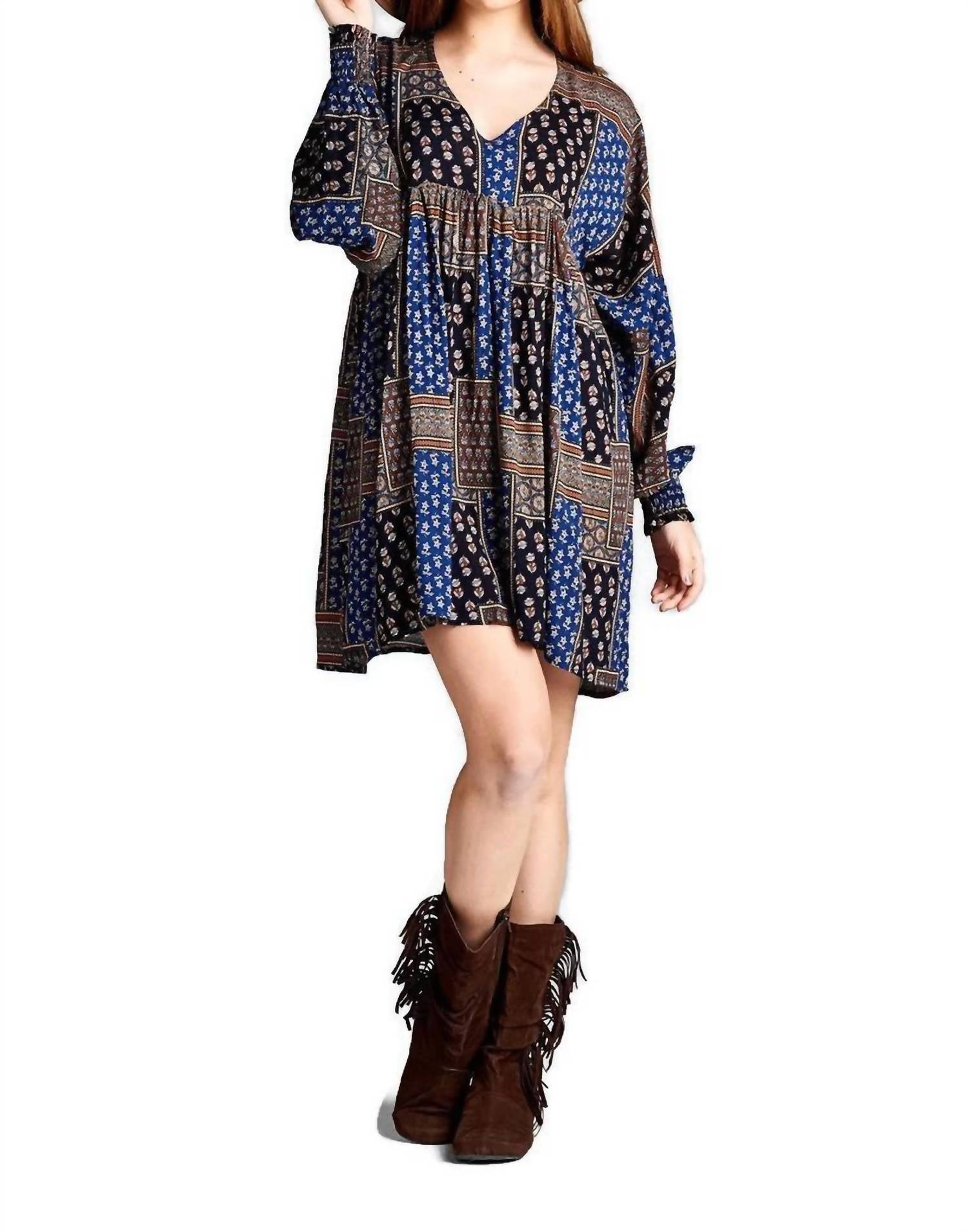 

Платье Baby Doll Color Block в синем цвете Velzera