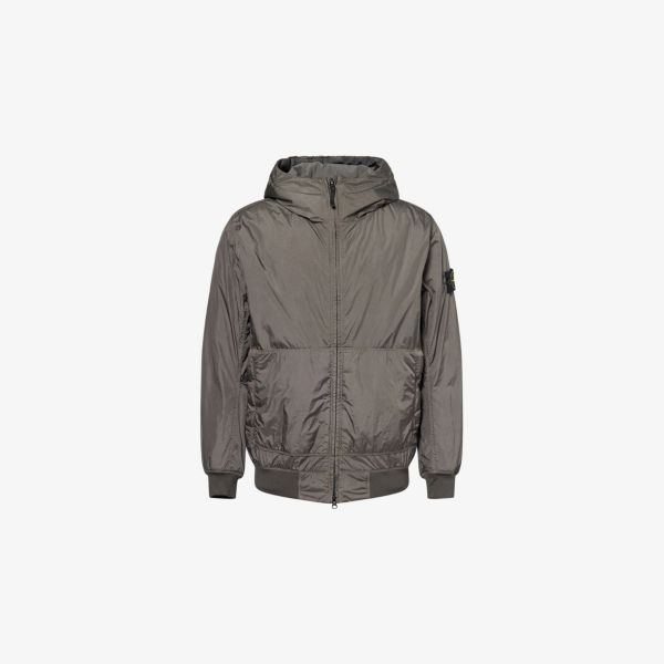 

Куртка-оболочка с логотипом на заплатке и стеганой подкладкой Stone Island, серый