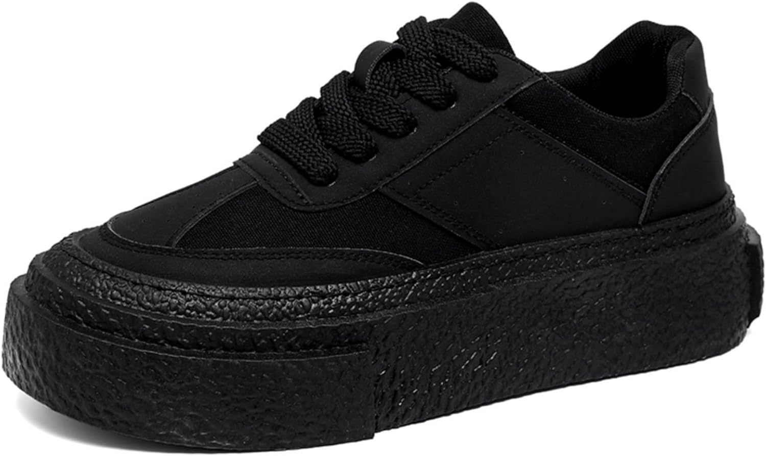 

Мужские кроссовки с толстой мягкой подошвой, верх из дышащей сетки и кожи, шнуровка, для повседневной носки и комфорта Kelibasi, черный