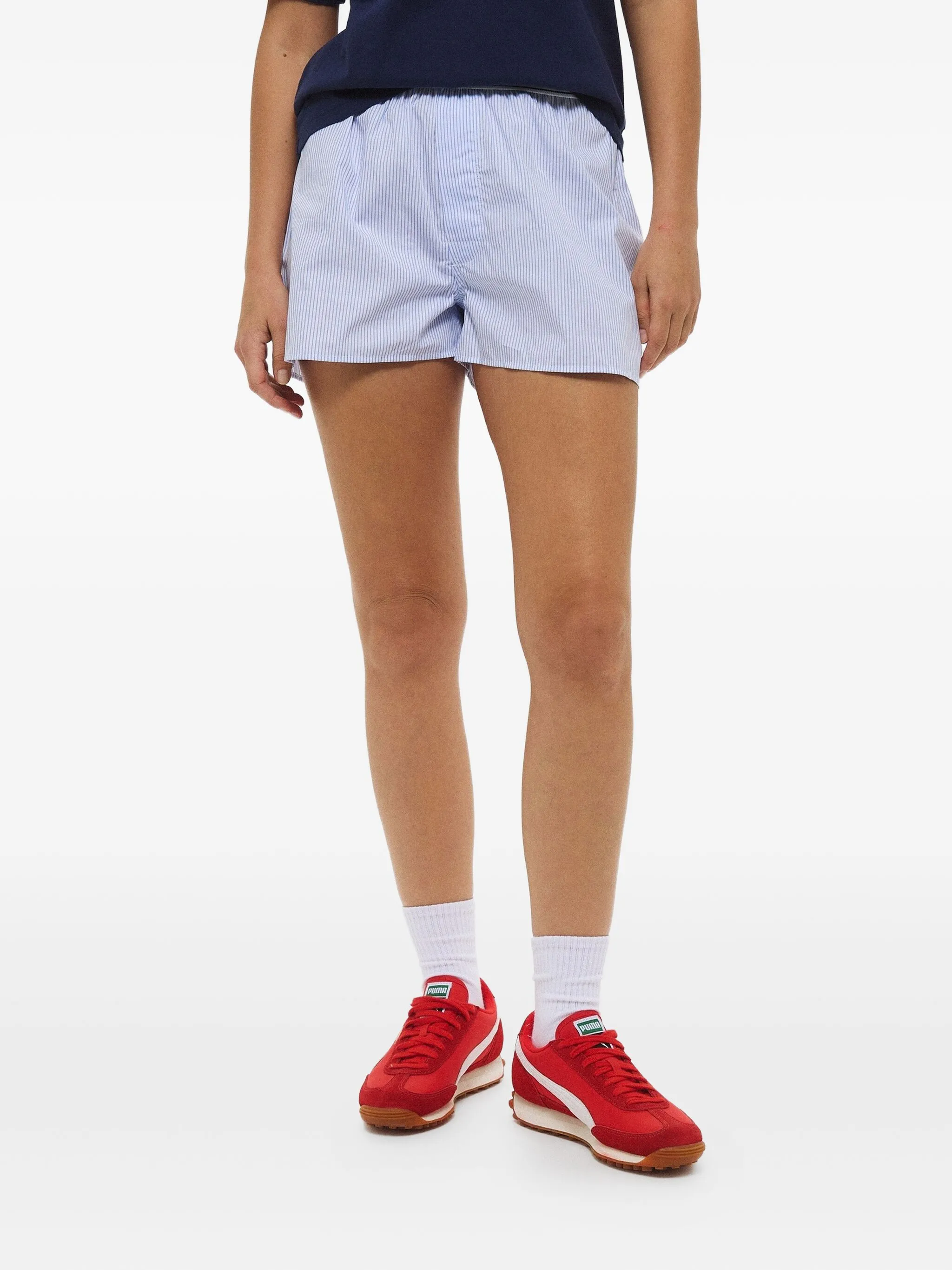 

Полосатые боксерские шорты с логотипом Sporty & Rich, синий