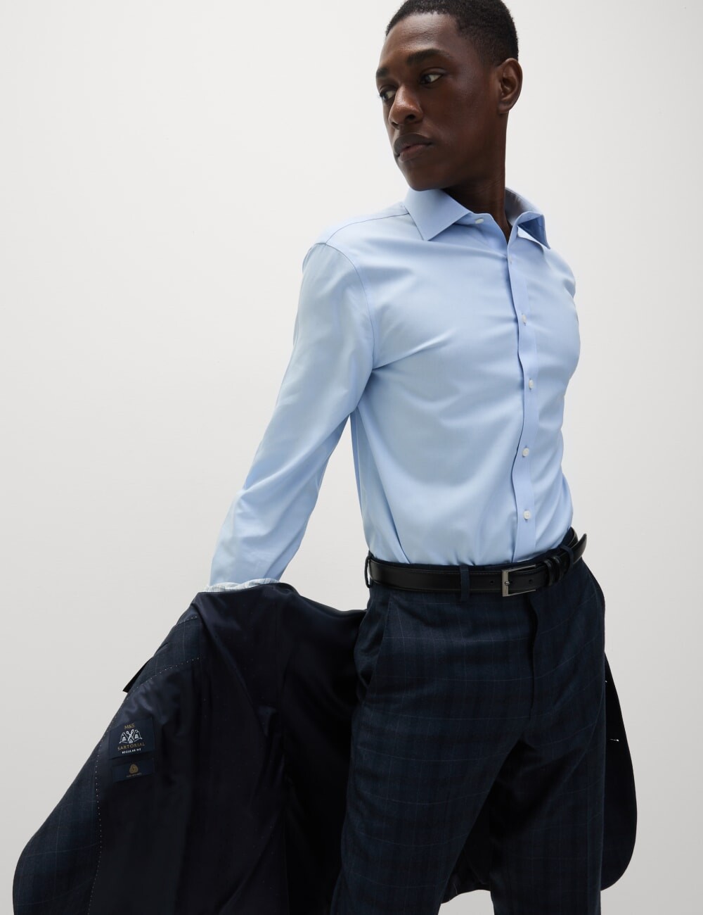 

Рубашка из хлопка Slim Fit Ultimate Non Iron Marks & Spencer, светло-голубой