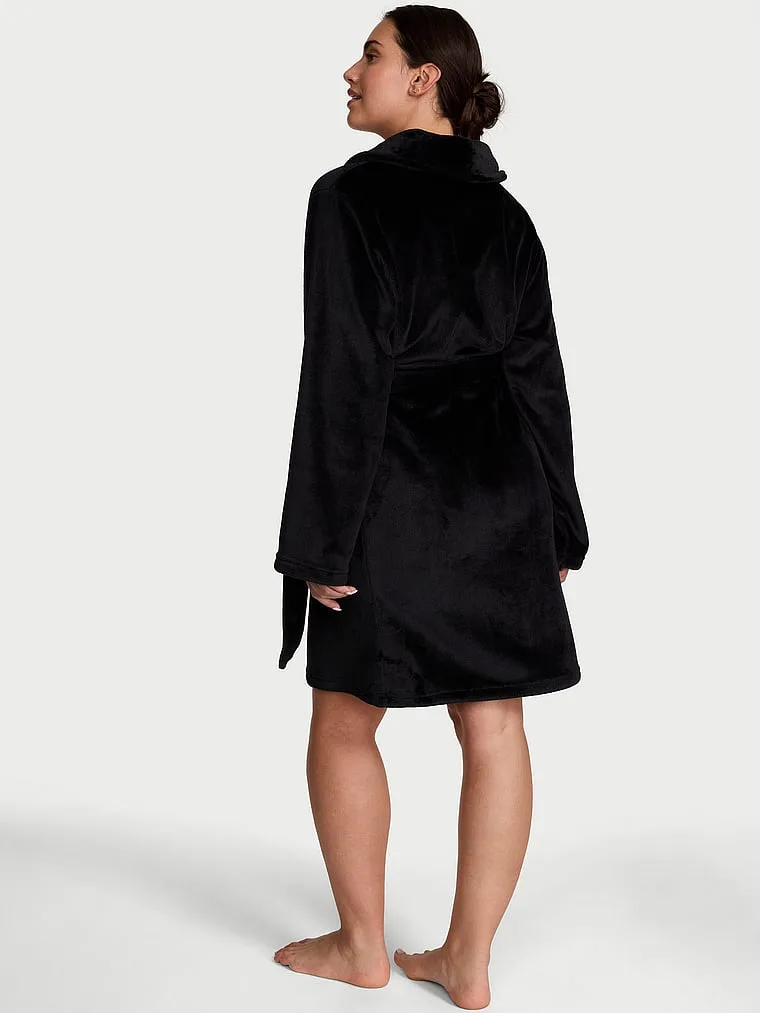 Уютный плюшевый халат Victoria'S Secret, Plush Short Robe Black — фото 2