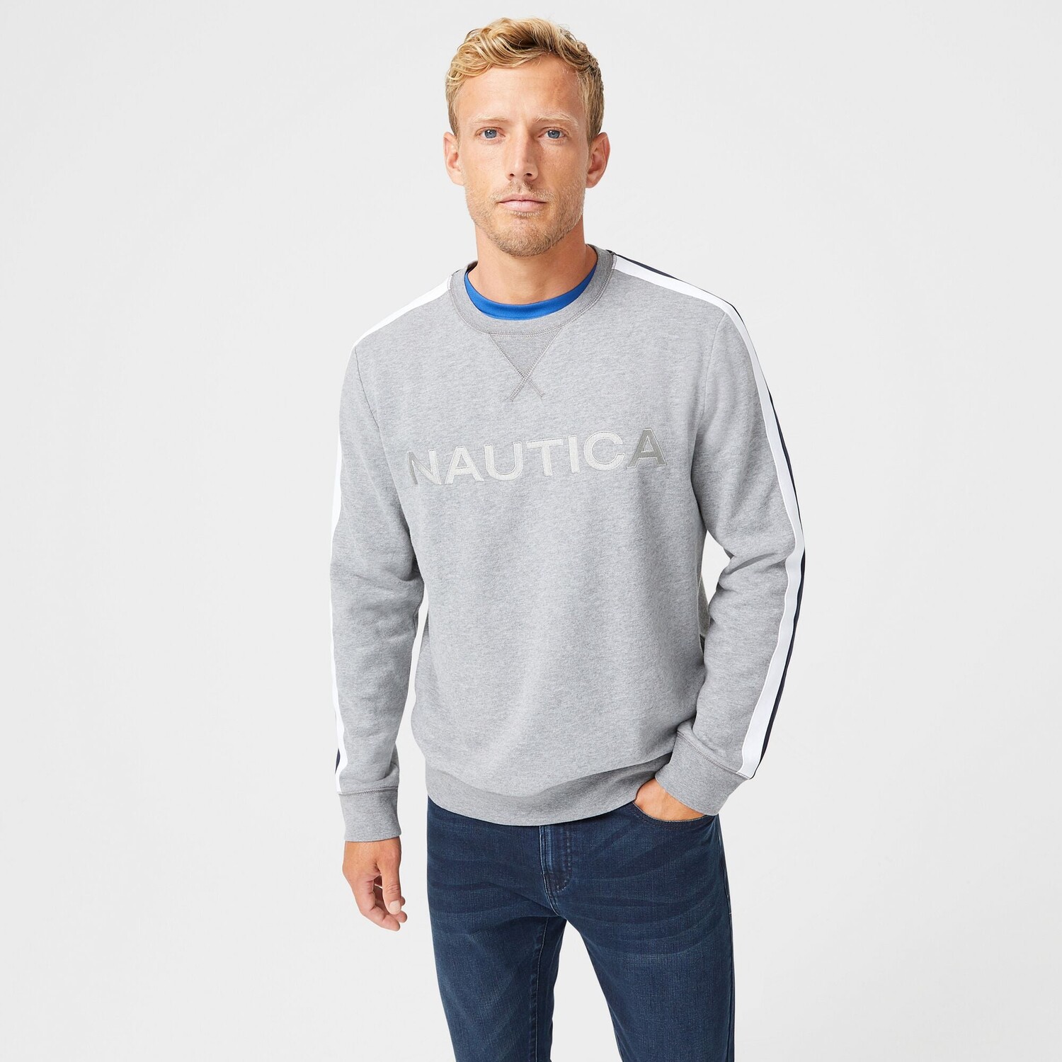 

Мужская флисовая толстовка с логотипом Nautica Big & Tall, цвет Stone Grey Heather Bros