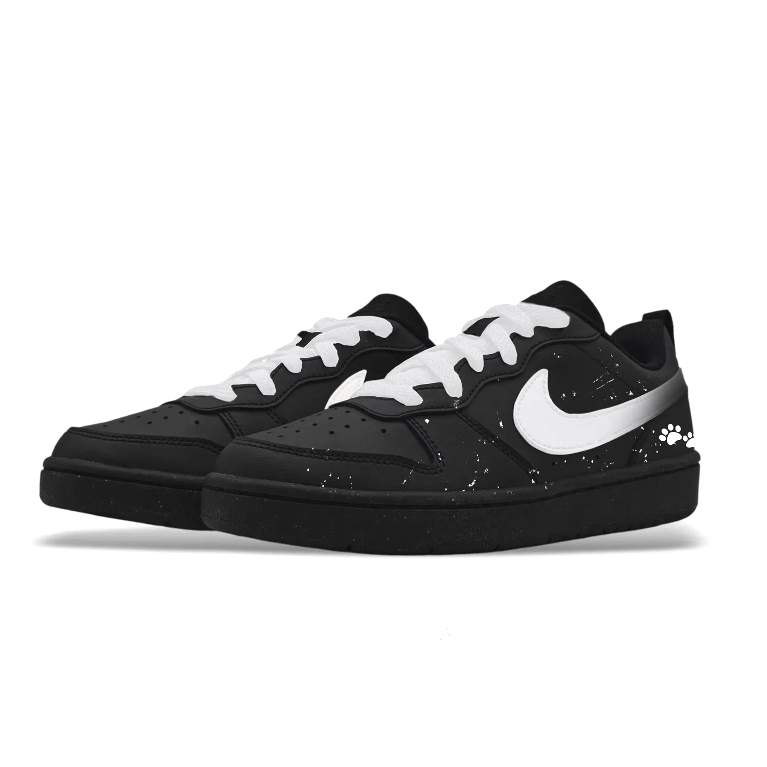 Кроссовки скейтбордические Court Borough Leather, Ink Splatter Panda, низкие, износостойкие, нескользящие, черные, унисекс Nike, Black White — фото 4