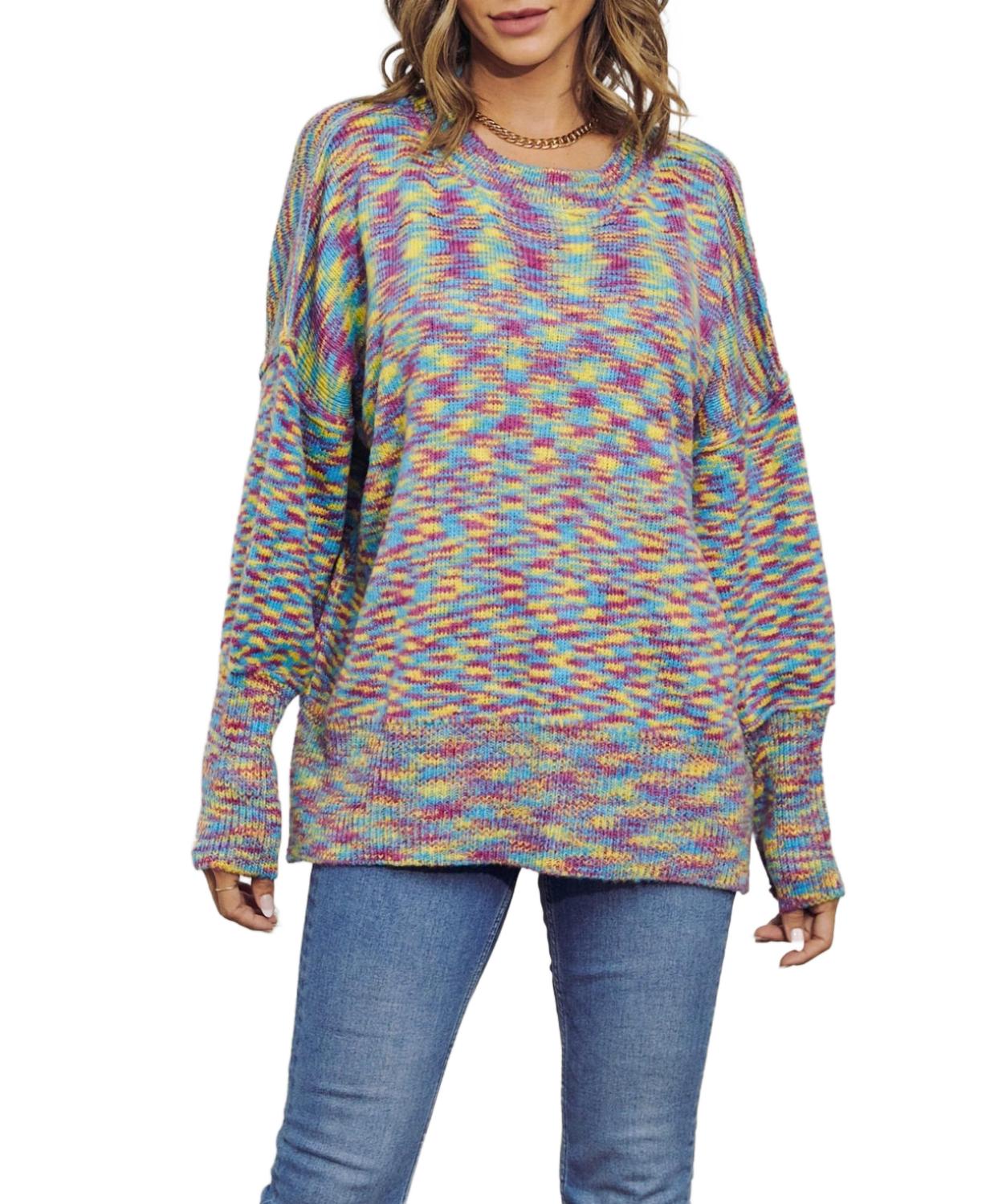 

Оверсайз свитер Space-Dye в синей комбинации J.NNA