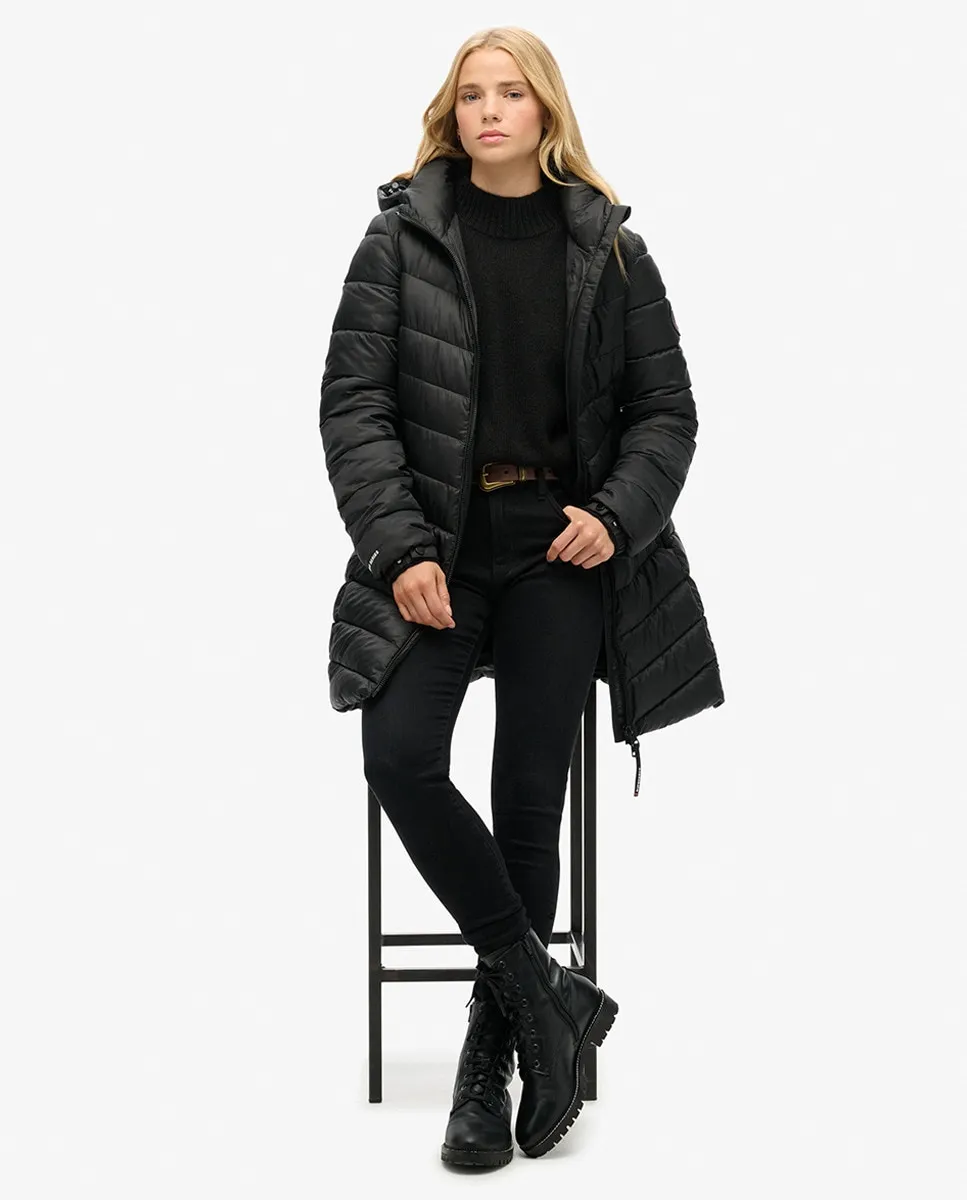 

Стеганая женская куртка Fuji Mid с капюшоном Superdry, черный