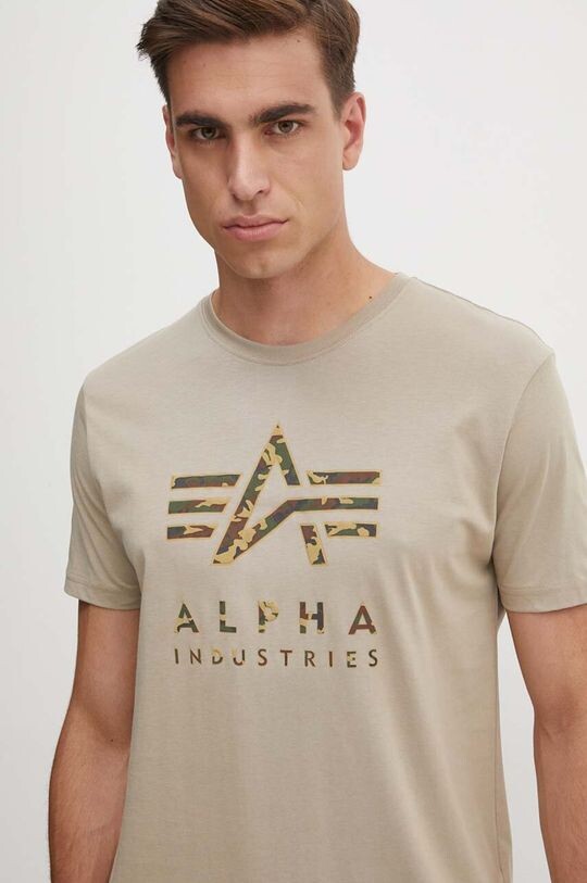 

Хлопковая футболка Alpha Industries, бежевый