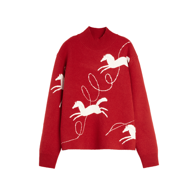 

ELLE Свитер женский красный водолазка утепленный Others