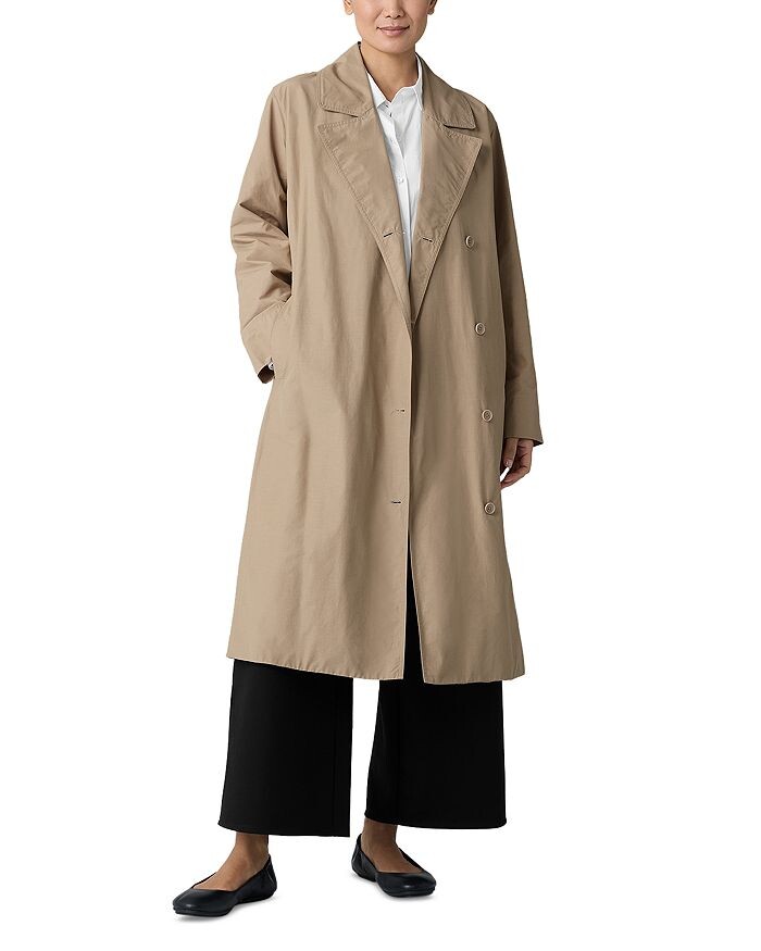 

Легкий хлопковый нейлоновый тренчкот Eileen Fisher, коричневый/бежевый