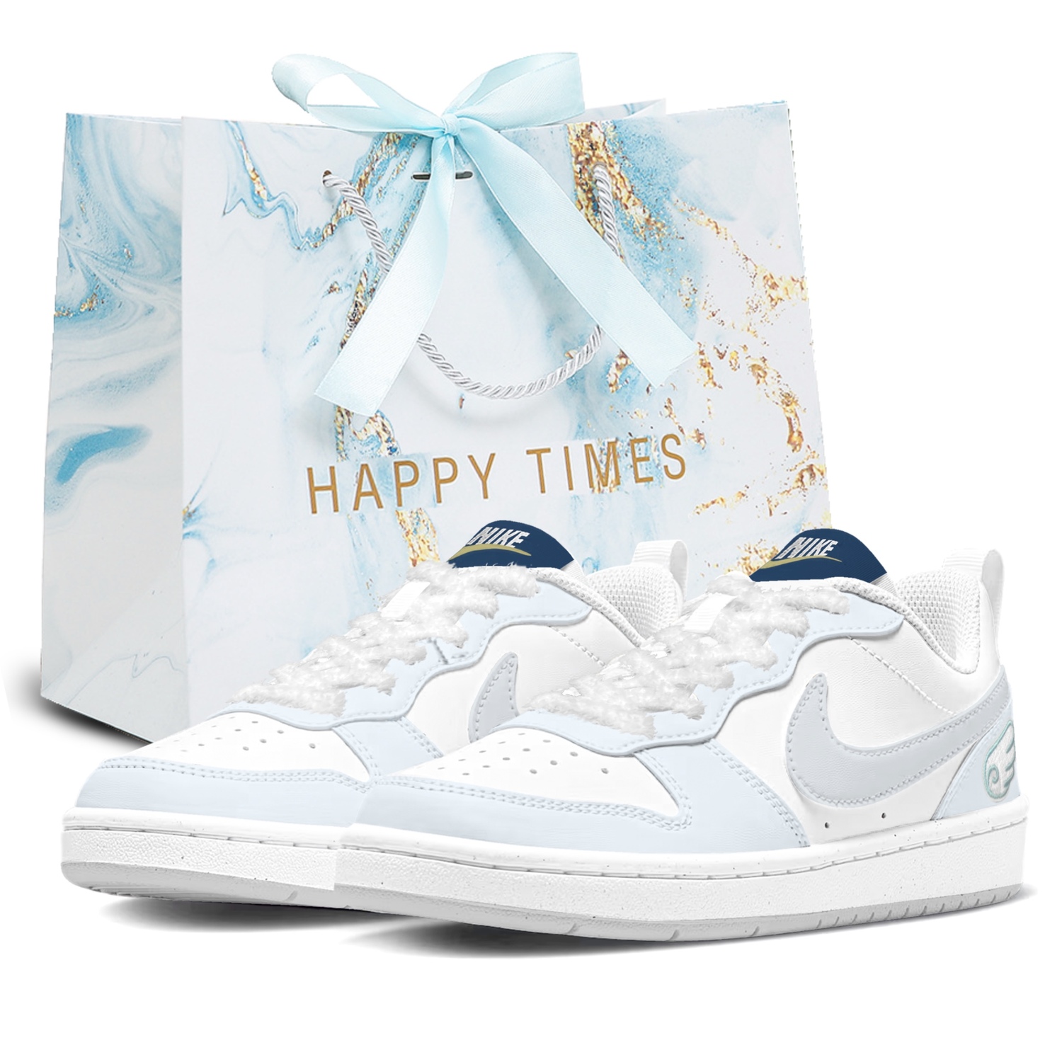 

Nike Court Borough Cloud Ice Milk Blue Кожа, противоскользящая, амортизирующая, износостойкая, низкие кеды